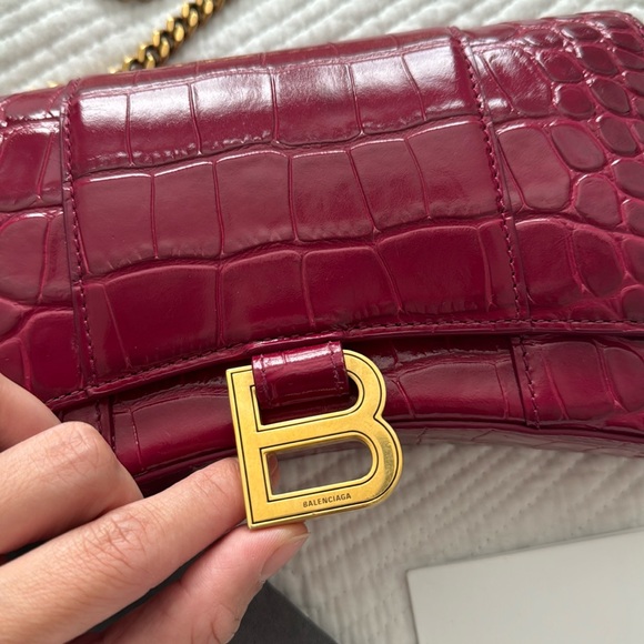 Balenciaga hourglass wallet on chain crocodile red handbag - Picture 2 of 12